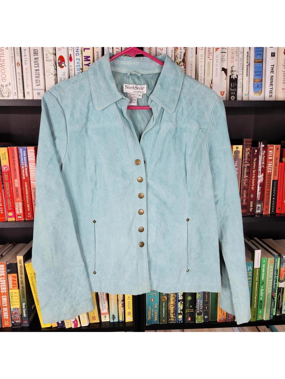 NorthStyle Women's Light Blue Suede Jacket Medium